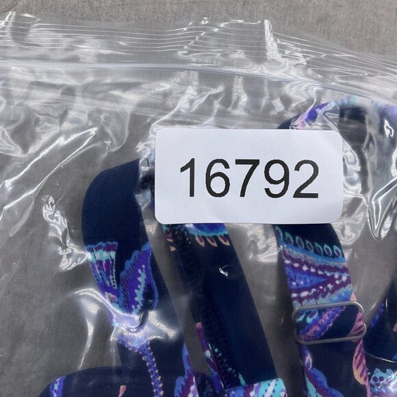 Lands End Tankini Top Women 6 Blue Purple Floral Paisely Layered Bra Wide Strap - Picture 7 of 7